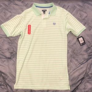 Green and white striped Chaps polo